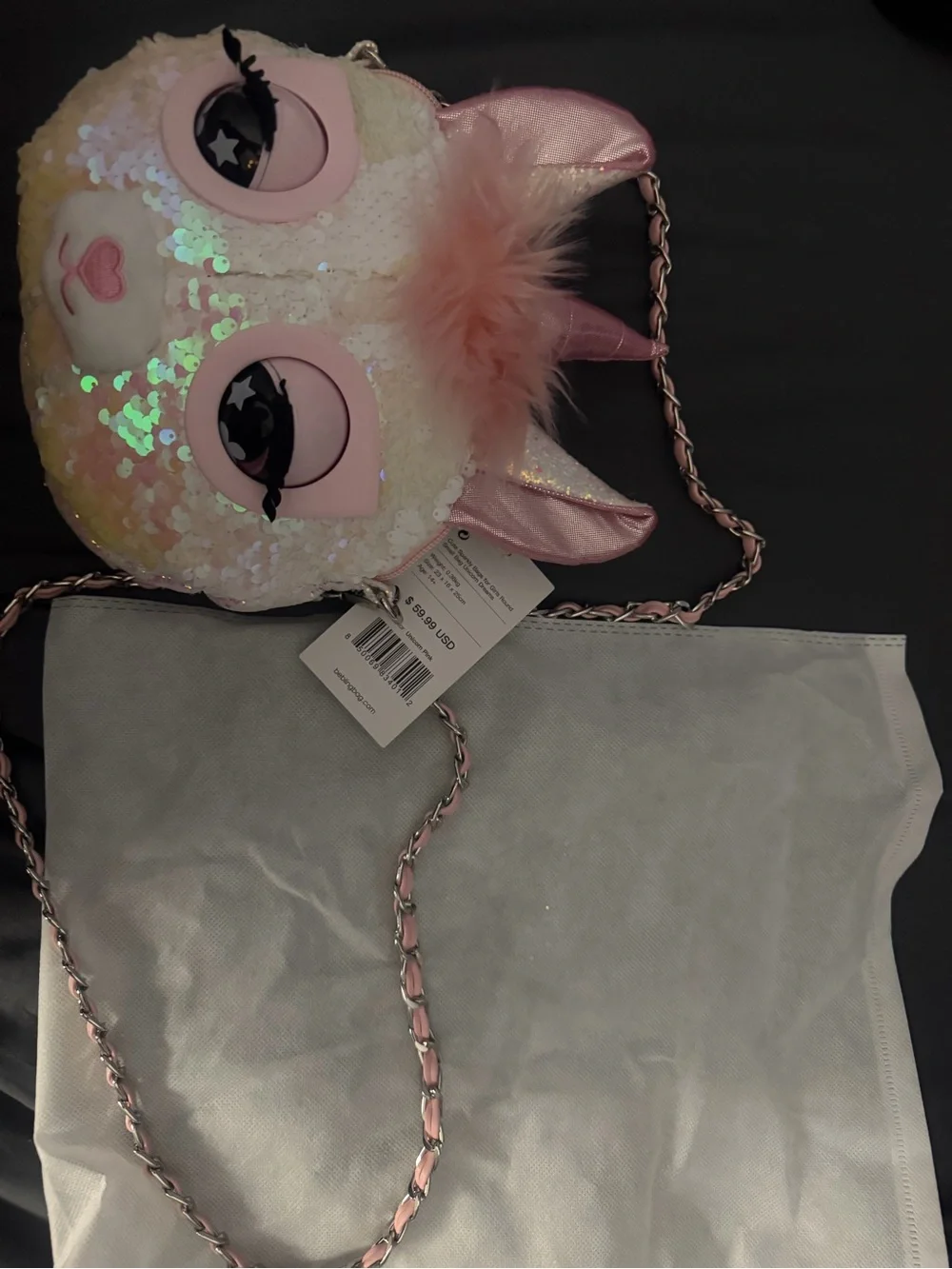 & Other Stories Pink & White Sequin Unicorn Crossbody Bag for Kids